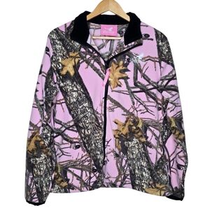 Kings River Mossy Oak Womens Pink Camo Full Zip Fleece Jacket Size Medium